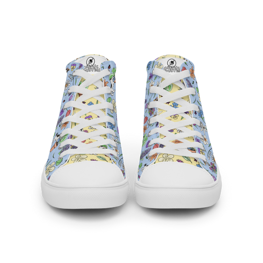 Au Jardin - Men's TenniesPut some spring into your step with these cute hightops featuring Rita and all of the jolies fleures in the garden. Size guide
 
US MEN
UK
EUROPE
FOOT LENGTH
5 (icosmicindCosmic Industries