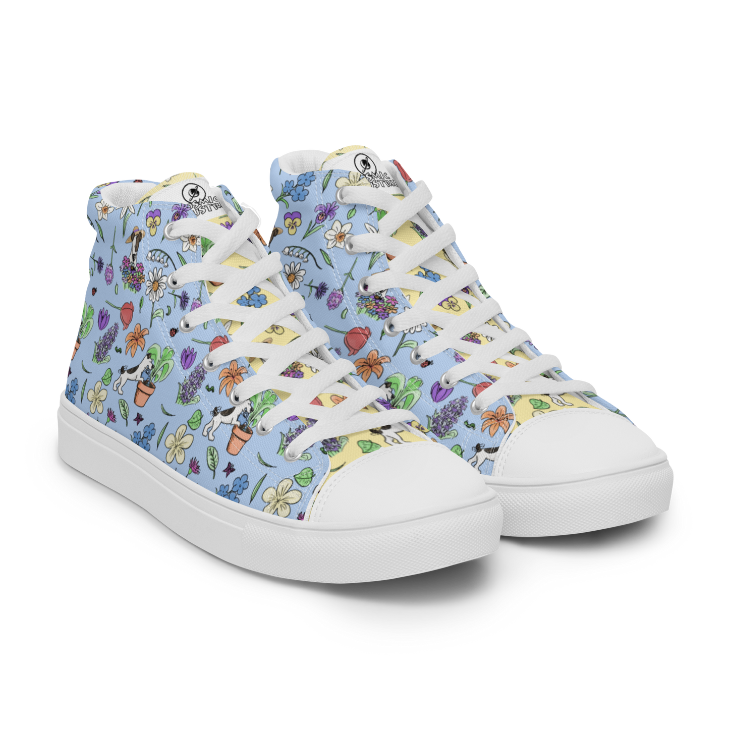 Au Jardin - Men's TenniesPut some spring into your step with these cute hightops featuring Rita and all of the jolies fleures in the garden. Size guide
US MEN
UK
EUROPE
FOOT LENGTH
5 (icosmicindCosmic Industries