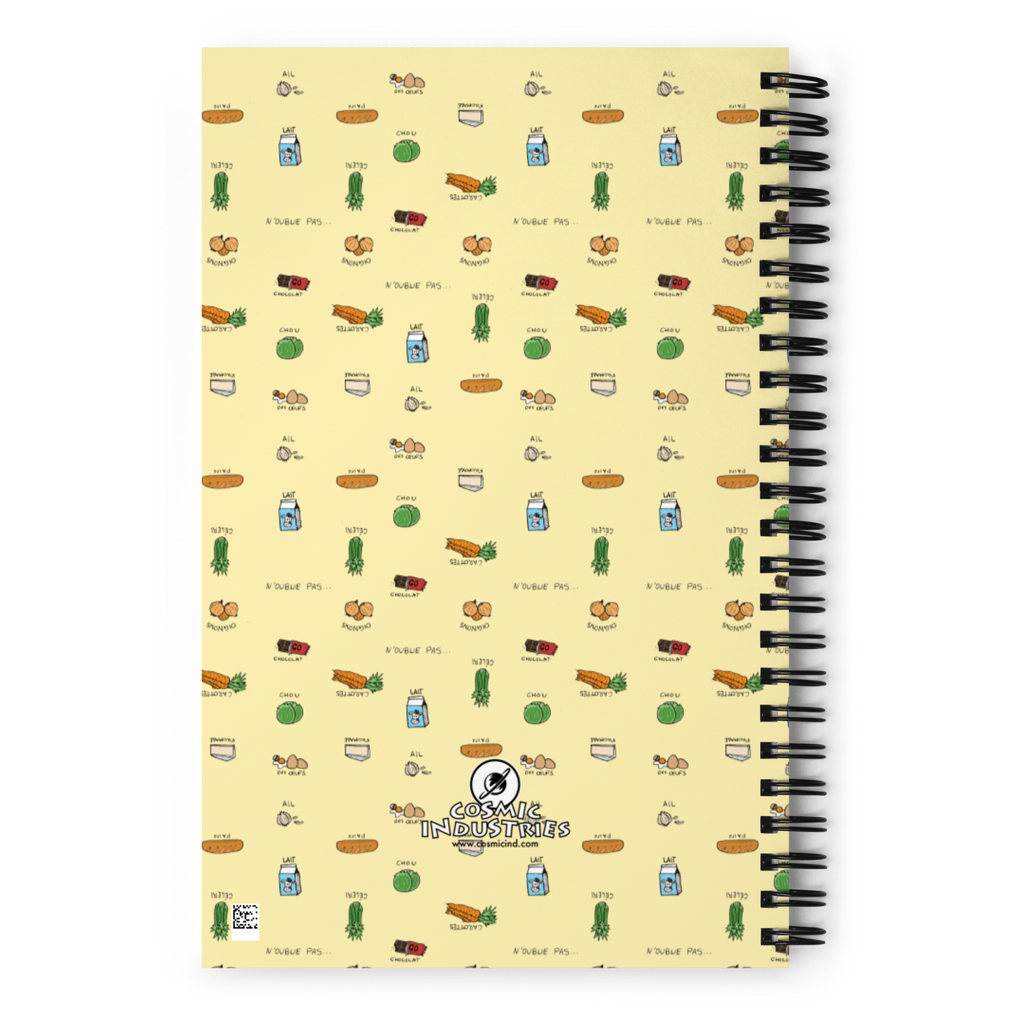Au Marché - Notebook Perfect for making those shopping lists and quick notes, this cute spiral notebook is 5.5" x 8.5" and features our favorite little pup on her way to the market. cosmicindCosmic Industries