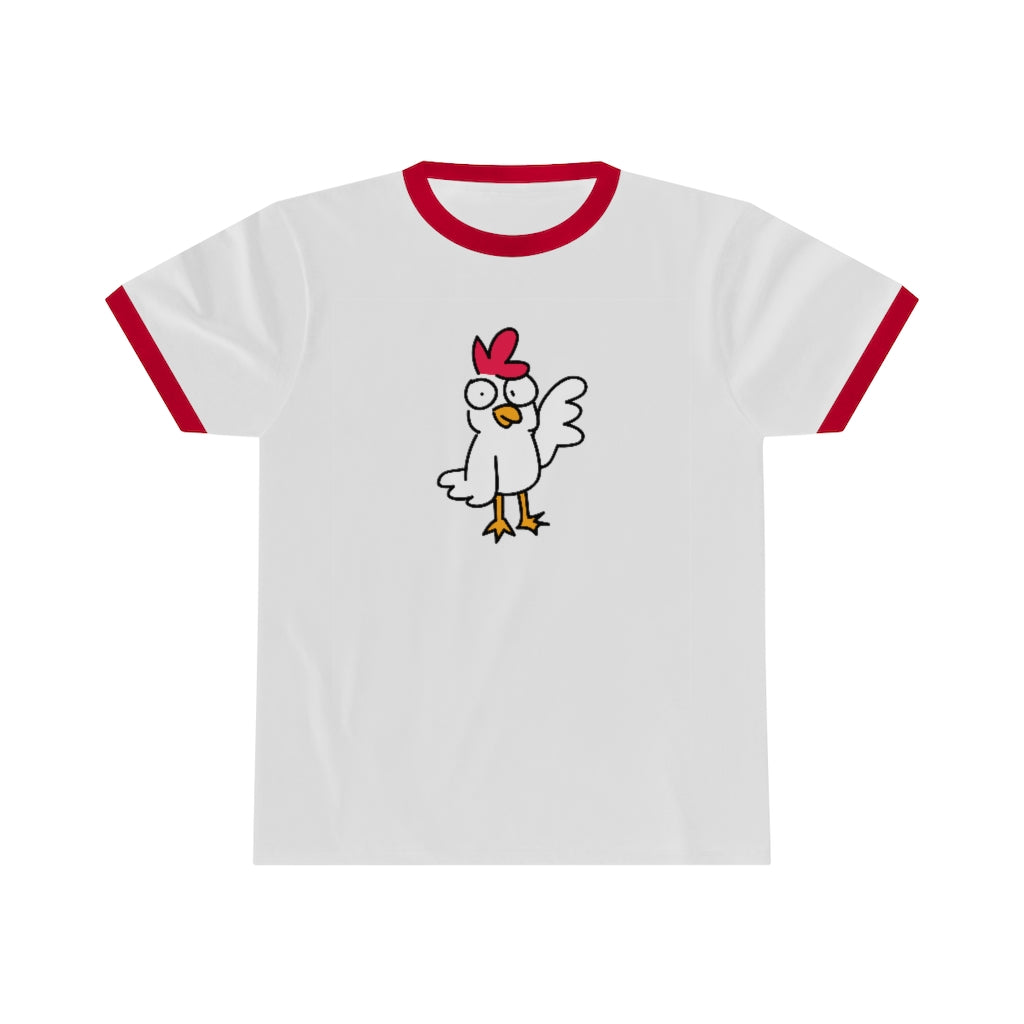 Chicken Ringer TeeWhile we can't guarantee this ringer tee tastes like chicken, it's still Grade A cute.
.: 100% cotton (fiber content may vary for different colors).: Light fabric (5T-ShirtPrintifyCosmic Industries