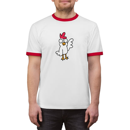 Chicken Ringer TeeWhile we can't guarantee this ringer tee tastes like chicken, it's still Grade A cute.
.: 100% cotton (fiber content may vary for different colors).: Light fabric (5T-ShirtPrintifyCosmic Industries