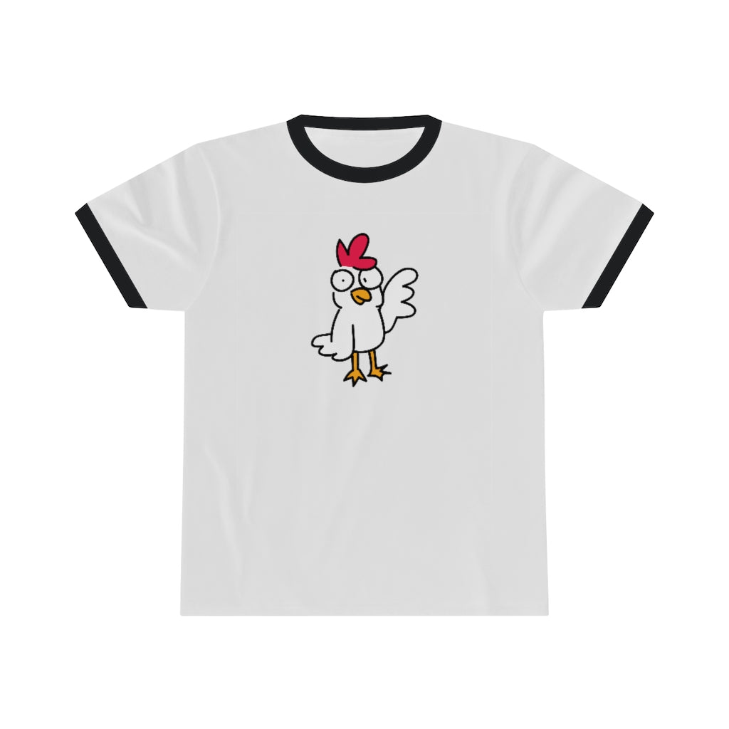 Chicken Ringer TeeWhile we can't guarantee this ringer tee tastes like chicken, it's still Grade A cute.
.: 100% cotton (fiber content may vary for different colors).: Light fabric (5T-ShirtPrintifyCosmic Industries