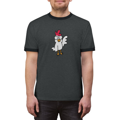 Chicken Ringer TeeWhile we can't guarantee this ringer tee tastes like chicken, it's still Grade A cute.
.: 100% cotton (fiber content may vary for different colors).: Light fabric (5T-ShirtPrintifyCosmic Industries