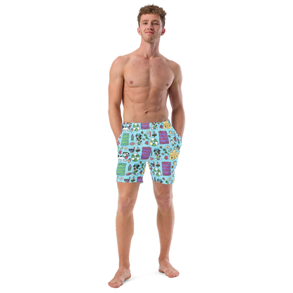 Au Plage - Swim Trunks - BlueJust in case you'd rather look more cute and less sporty, we've got some swim shorts for you! 
 These shorts feature our friend Rita and her favorite summertime treaCosmic IndustriesCosmic Industries