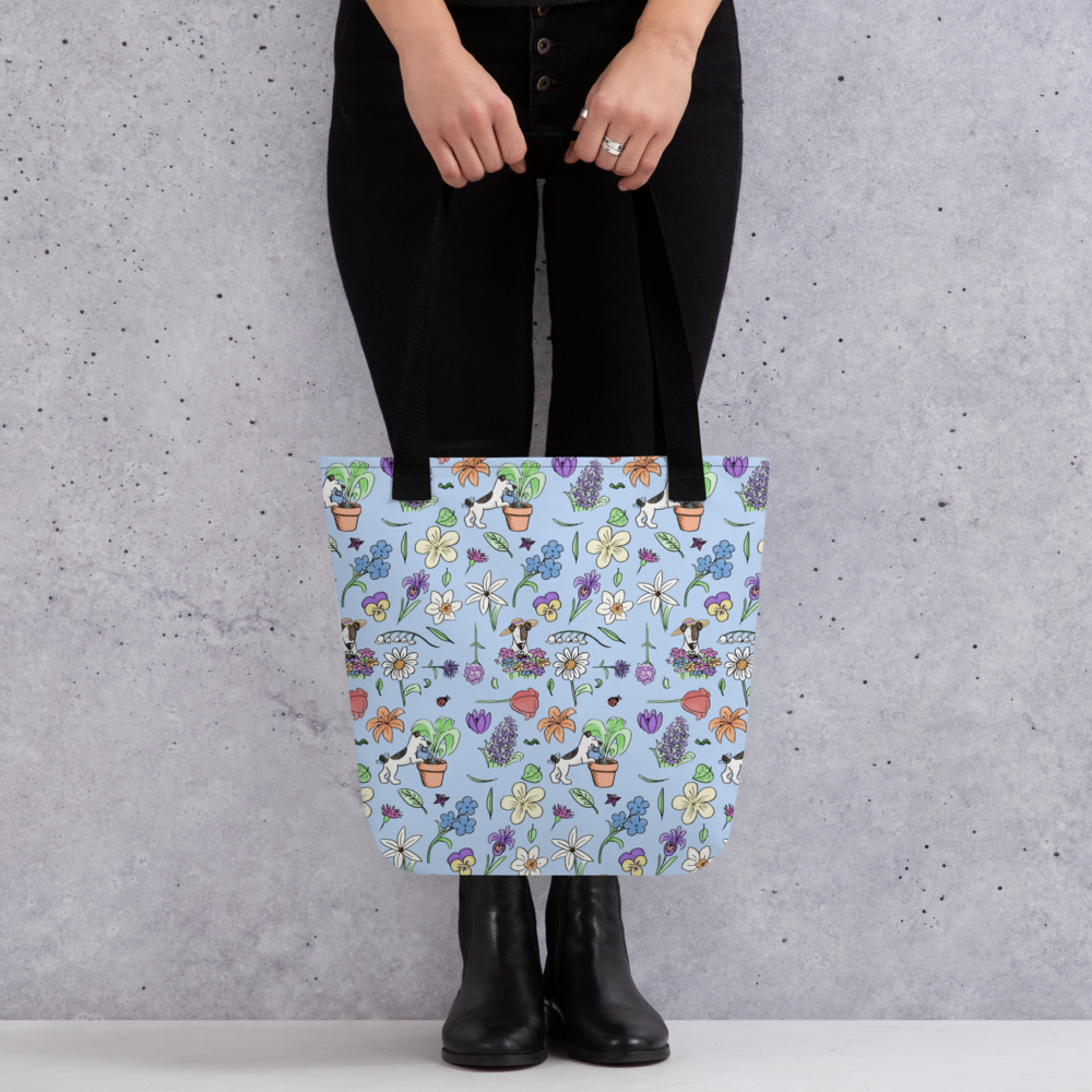 Au Jardin - Tote Bag - BlueTake this pretty bag with you to carry your own freshly cut flowers when you go shopping! Hopefully from the market and not from like...furtively trimming your neighCosmic IndustriesCosmic Industries