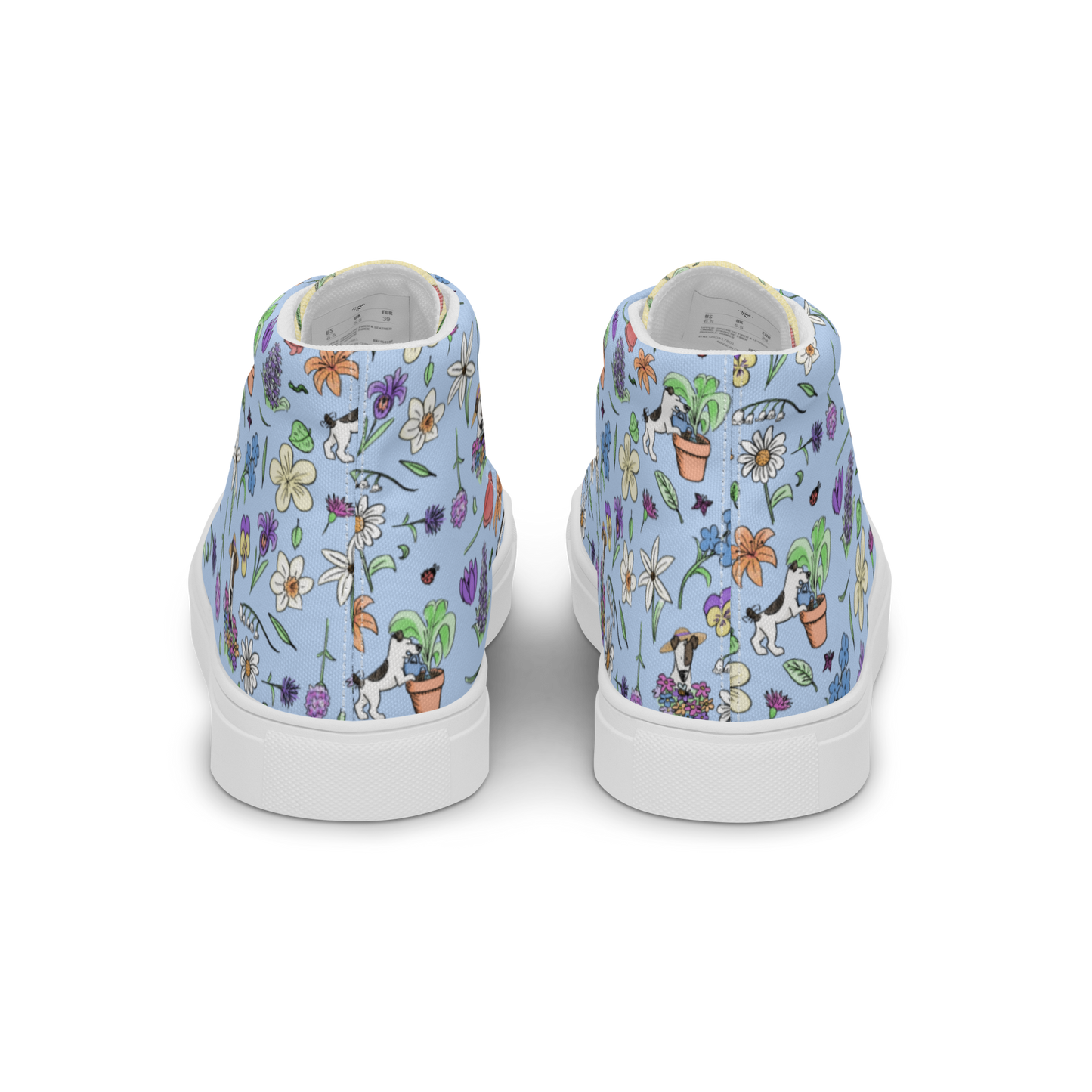 Au Jardin - Men's TenniesPut some spring into your step with these cute hightops featuring Rita and all of the jolies fleures in the garden. Size guide

 
US MEN
UK
EUROPE
FOOT LENGTH


5 (icosmicindCosmic Industries