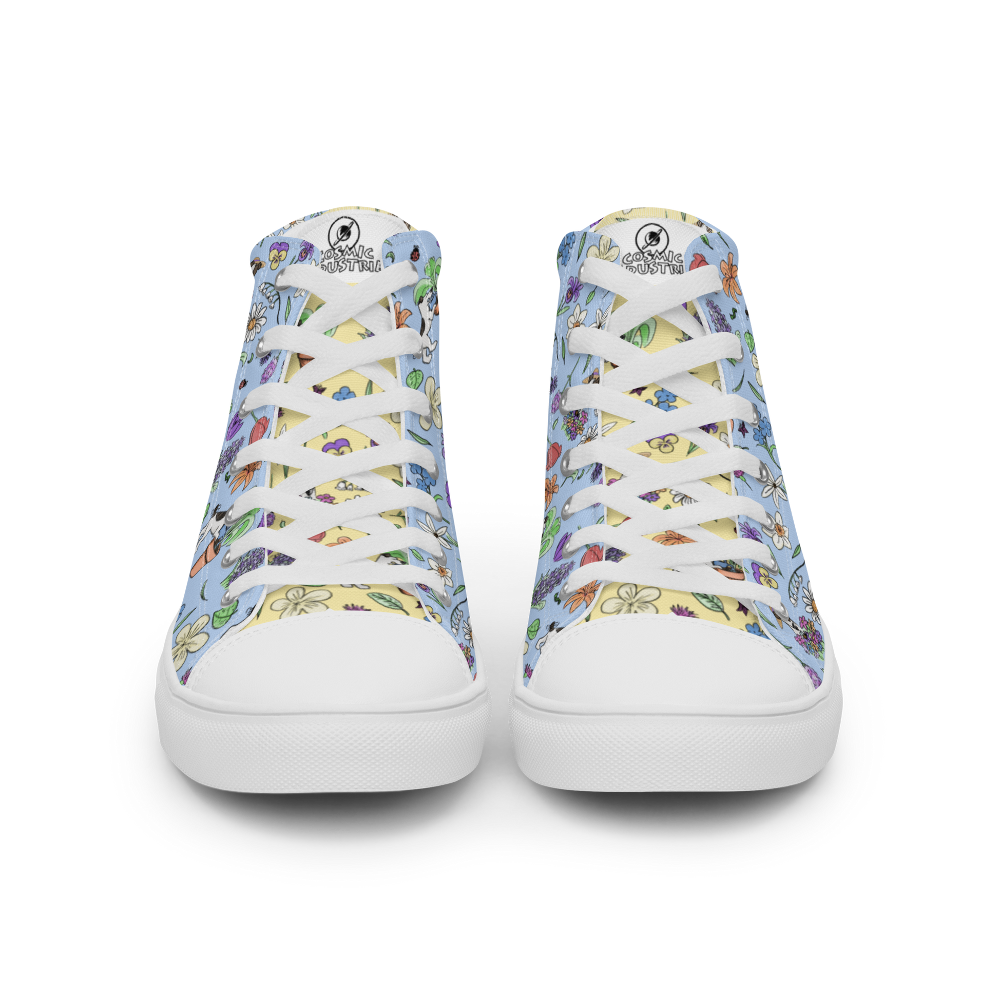 Au Jardin - Men's TenniesPut some spring into your step with these cute hightops featuring Rita and all of the jolies fleures in the garden. Size guide

 
US MEN
UK
EUROPE
FOOT LENGTH


5 (icosmicindCosmic Industries