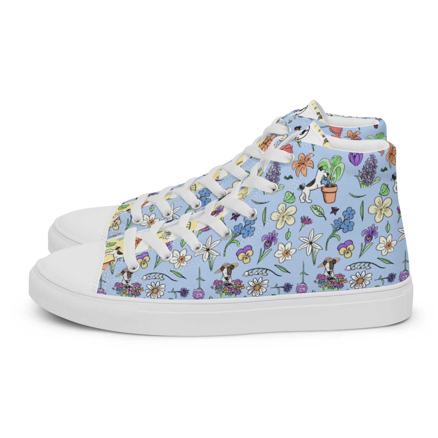 Au Jardin - Men's TenniesPut some spring into your step with these cute hightops featuring Rita and all of the jolies fleures in the garden. Size guide

 
US MEN
UK
EUROPE
FOOT LENGTH


5 (icosmicindCosmic Industries