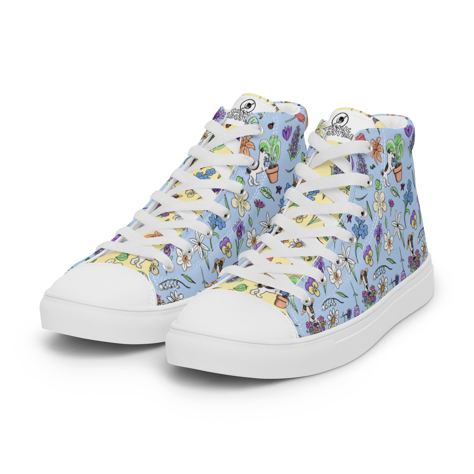 Au Jardin - Men's TenniesPut some spring into your step with these cute hightops featuring Rita and all of the jolies fleures in the garden. Size guide

 
US MEN
UK
EUROPE
FOOT LENGTH


5 (icosmicindCosmic Industries