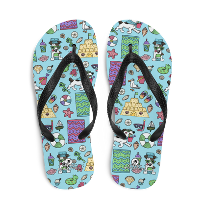 Au Plage - Flip-FlopsFlip flops don't have to be plain or extra sporty, they can be cute too! These flip flops feature our friend Rita and her favorite summertime treats and toys for a dCosmic IndustriesCosmic Industries