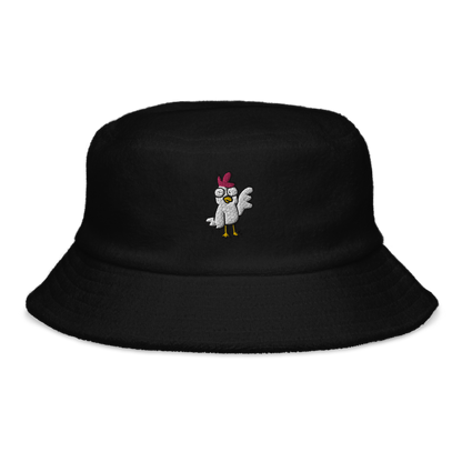 Terry Cloth Bucket Hat - ChickenBeat the heat and keep your cool with the coolest chicken in the galaxy on this soft terry cloth bucket hat. Comes in several different colors to suit your moods andCosmic IndustriesCosmic Industries