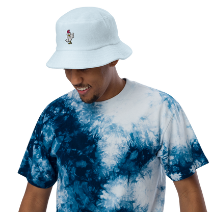 Terry Cloth Bucket Hat - ChickenBeat the heat and keep your cool with the coolest chicken in the galaxy on this soft terry cloth bucket hat. Comes in several different colors to suit your moods andCosmic IndustriesCosmic Industries