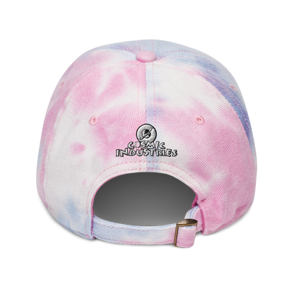 Cosmic Tie Dye Baseball HatBring some funky fun to your vibe with this cosmic tie dye baseball hat. The coolest hoverboarder in the verse is embroidered on the front along with the Cosmic logoCosmic IndustriesCosmic Industries