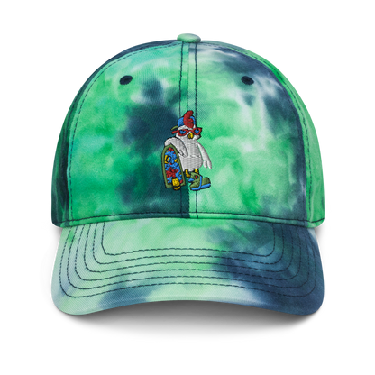 Cosmic Tie Dye Baseball HatBring some funky fun to your vibe with this cosmic tie dye baseball hat. The coolest hoverboarder in the verse is embroidered on the front along with the Cosmic logoCosmic IndustriesCosmic Industries