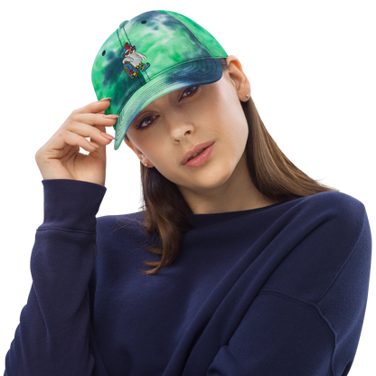 Cosmic Tie Dye Baseball HatBring some funky fun to your vibe with this cosmic tie dye baseball hat. The coolest hoverboarder in the verse is embroidered on the front along with the Cosmic logoCosmic IndustriesCosmic Industries