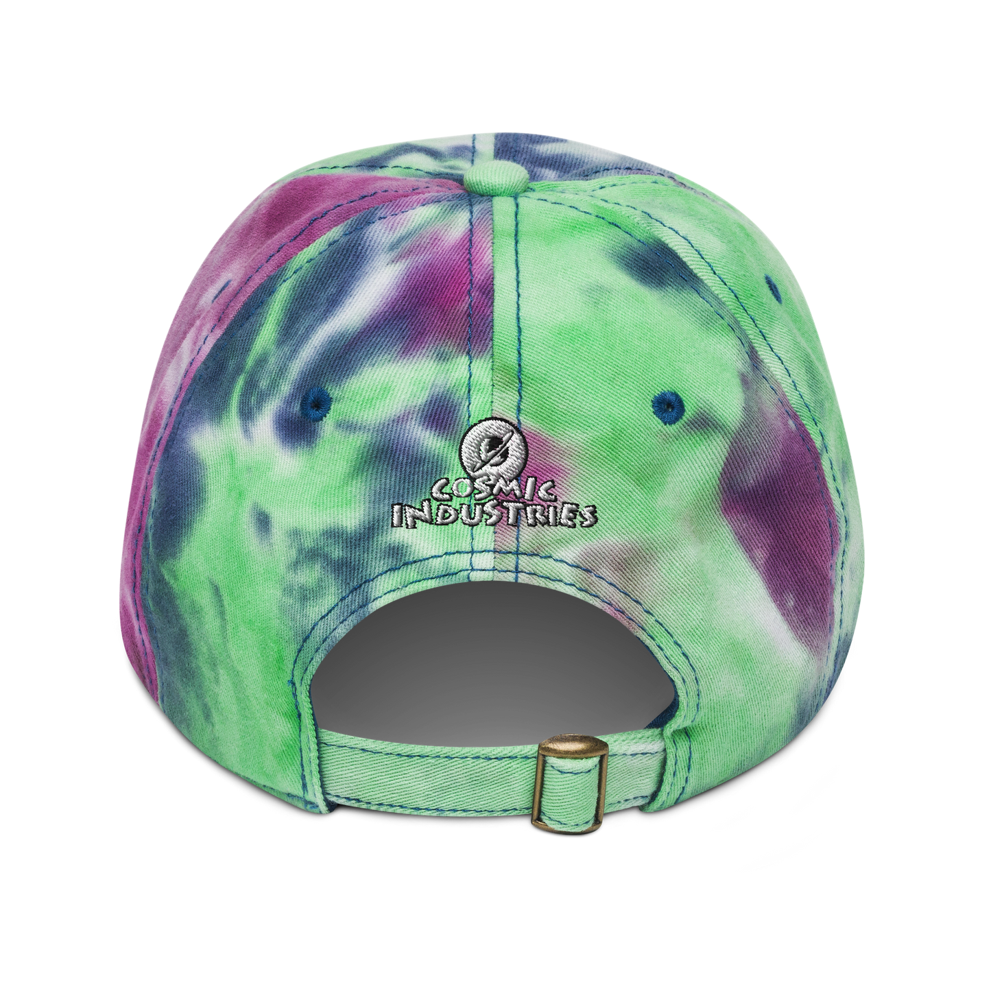 Cosmic Tie Dye Baseball HatBring some funky fun to your vibe with this cosmic tie dye baseball hat. The coolest hoverboarder in the verse is embroidered on the front along with the Cosmic logoCosmic IndustriesCosmic Industries