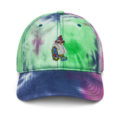 Cosmic Tie Dye Baseball HatBring some funky fun to your vibe with this cosmic tie dye baseball hat. The coolest hoverboarder in the verse is embroidered on the front along with the Cosmic logoCosmic IndustriesCosmic Industries