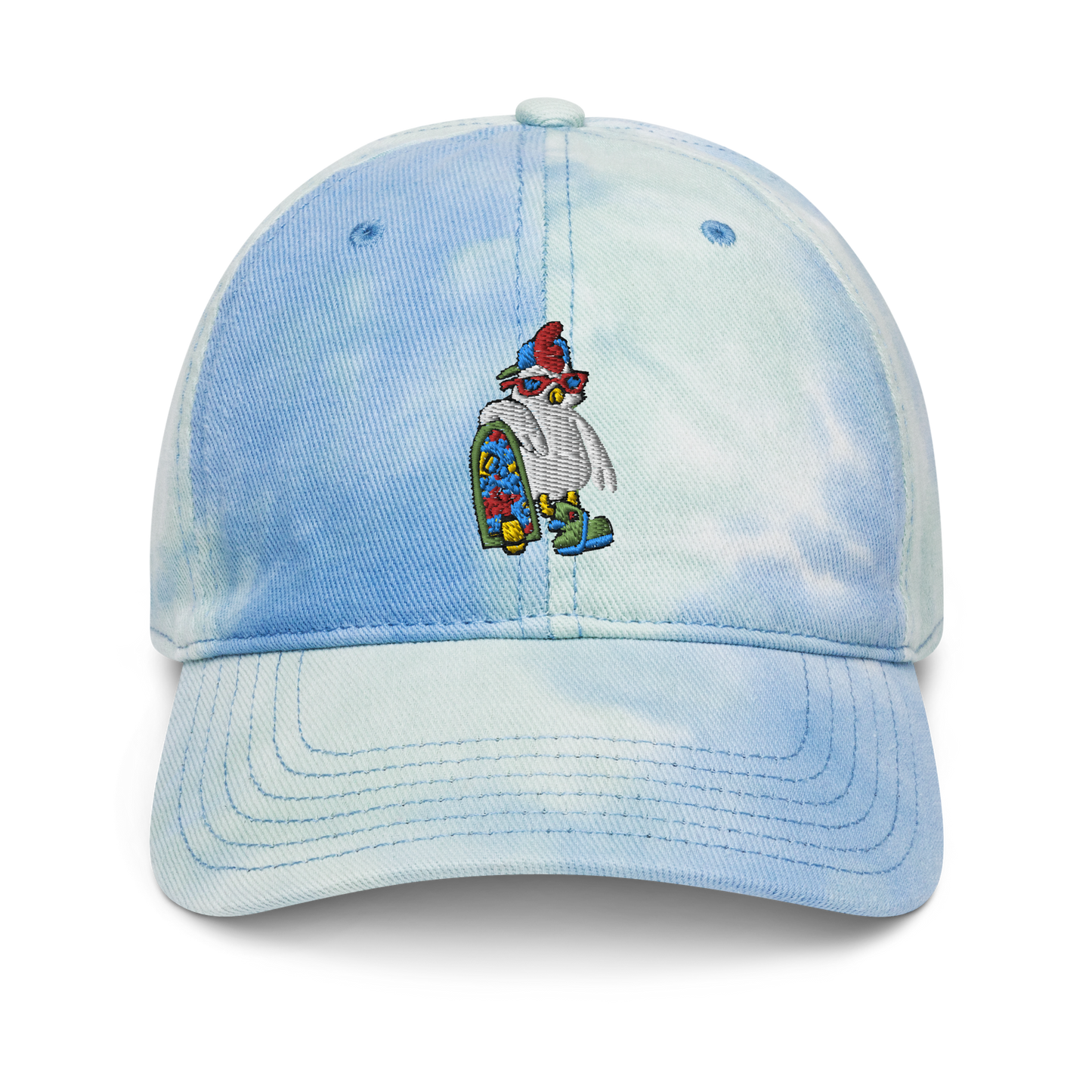 Cosmic Tie Dye Baseball HatBring some funky fun to your vibe with this cosmic tie dye baseball hat. The coolest hoverboarder in the verse is embroidered on the front along with the Cosmic logoCosmic IndustriesCosmic Industries