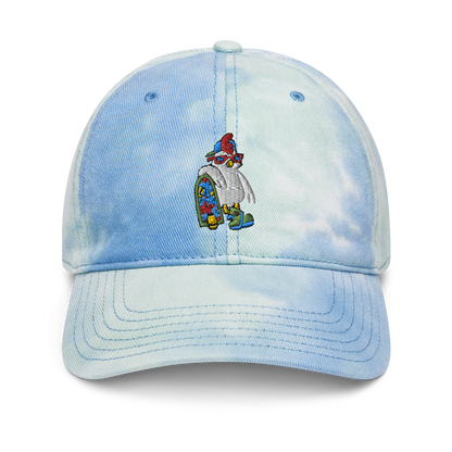 Cosmic Tie Dye Baseball HatBring some funky fun to your vibe with this cosmic tie dye baseball hat. The coolest hoverboarder in the verse is embroidered on the front along with the Cosmic logoCosmic IndustriesCosmic Industries